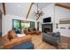 Spacious living room with vaulted ceilings, fireplace, and comfortable seating at 176 Windwood Ln, Troutman, NC 28166