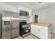 Well-lit kitchen featuring stainless steel appliances, plenty of cabinet space, and a butcher block breakfast bar at 210 Marshall St, Rock Hill, SC 29730