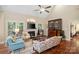 A well-lit living room with hardwood floors, a fireplace, and comfortable furnishings at 23 Tanglewood Rd, Clover, SC 29710