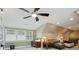 Bonus room featuring sloped ceilings, a ceiling fan, and a comfortable leather seating area at 237 Garvin Rd, McConnells, SC 29726