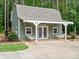 Charming outbuilding with a covered porch and swing seats, set in a wooded backyard at 237 Garvin Rd, McConnells, SC 29726