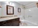 Updated bathroom with granite countertops, shower and tub combination at 25056 Timberlake Dr, Fort Mill, SC 29708