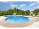 Backyard pool featuring lounge chairs, dining set, and surrounding foliage at 3068 Green Acres Ln, Claremont, NC 28610