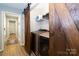 Convenient laundry room with modern washer and dryer and barn door for space saving at 3092 Hitching Post Ln, Rock Hill, SC 29732
