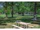 Community park with picnic tables and shaded trees on a sunny day at 3905 Brittany Ct, Indian Trail, NC 28079