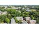 Aerial view of townhomes surrounded by trees, with buildings visible on the skyline in the distance at 4854 S Hill View Dr, Charlotte, NC 28210