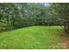 Large, grassy backyard with mature trees and a fenced perimeter offering privacy and space for outdoor activities at 4921 Sierra Dr, Maiden, NC 28650