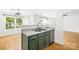 Functional kitchen area with modern appliances and green cabinets, great natural light at 8614 Westhope St, Charlotte, NC 28216