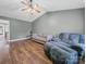 Cozy living room with vaulted ceilings, ceiling fan, and comfortable seating arrangement at 1015 Rhode Island Ave, Kannapolis, NC 28083