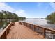 Exterior view of a wooden dock stretching out to a lake and surrounded by trees and a bright blue sky at 165 Futrell Lndg, New London, NC 28127
