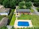 Aerial view featuring a backyard with a deck and in-ground swimming pool at 306 2Nd Avenue Ne Pl, Conover, NC 28613