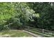A wood fence and mature landscaping enhance the privacy of this backyard at 3136 Blueberry Dr, Monroe, NC 28110