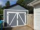 Gray detached garage with white trim at 339 Mayflower Ave, Cramerton, NC 28032