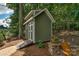 Backyard shed with white trim, a ramp entrance, and plenty of room for storing gardening equipment at 3701 Methodist Church Ln, Waxhaw, NC 28173