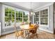 Sunlit breakfast nook featuring views of the pool and landscaped backyard at 3706 Song Sparrow Dr, Matthews, NC 28104