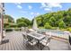 Deck with an outdoor dining area, grill, and a view of the swimming pool and landscaped yard at 3706 Song Sparrow Dr, Matthews, NC 28104