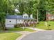 Charming two-story home with a welcoming front porch and well-maintained landscaping in a lush, green neighborhood at 6934 Loretta Pl, Charlotte, NC 28215