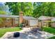 This backyard boasts a patio, a brick chimney, and a well-maintained lawn at 7026 Tabor Ln, Charlotte, NC 28211
