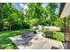 This backyard features a patio, shed, and mature landscaping, providing a relaxing outdoor space at 7026 Tabor Ln, Charlotte, NC 28211