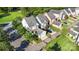 Aerial view of home, showing backyard deck, landscaping and neighborhood at 7344 Gilead Rd, Huntersville, NC 28078