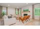 Bright living room with a fireplace, light hardwood floors, and lots of natural light at 808 Dogwood Creek Ln, Indian Trail, NC 28079