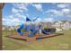 Bright and fun blue playground in community park on a sunny day at 808 Dogwood Creek Ln, Indian Trail, NC 28079