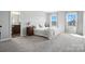 Bright bedroom with two windows, ensuite bathroom, carpet flooring, and modern decor at 12522 Palomino Dr, Midland, NC 28107