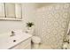 Bathroom with vanity, toilet, and a shower/tub with a decorative curtain at 2008 Bantry Ln, Charlotte, NC 28262
