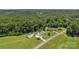 Stunning aerial view featuring a private estate with a pool, surrounded by green spaces and trees at 247 Helton Rd, Cherryville, NC 28021