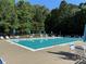A refreshing community pool with lounge chairs and umbrellas surrounded by lush greenery, creating a relaxing oasis at 3533 Weddington Ridge Ln, Matthews, NC 28105