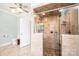 Modern bathroom featuring a tiled glass shower with dual shower heads at 4010 Carlton Dr, Claremont, NC 28610