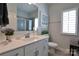 Modern bathroom featuring a white vanity with countertop and a glass-enclosed shower at 914 Greenbridge Dr, Matthews, NC 28105