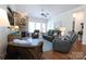 Comfortable living room featuring stone fireplace and plush seating area at 914 Greenbridge Dr, Matthews, NC 28105