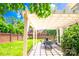 Inviting covered patio area with an outdoor dining set and charming backyard views at 10418 Pullengreen Dr, Charlotte, NC 28277