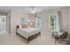 Comfortable bedroom featuring a wooden bed frame and two windows with bright, natural light at 1317 Longleaf Ct, Matthews, NC 28104
