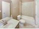 Bathroom with tub and shower combination, toilet, and sink with vanity at 5003 Tremont Dr, Indian Trail, NC 28079