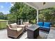 Relaxing outdoor patio with comfortable seating and a cozy fire pit at 615 N Oak Dr, Huntersville, NC 28078