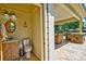 Convenient bathroom with vanity located next to the outdoor kitchen and pool area at 6216 North Rd, York, SC 29745