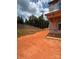 Graded lot ready for landscaping next to the side of a new home under construction with a privacy wall on the property line at 7008 Jerimoth Dr, Charlotte, NC 28215