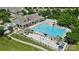 Aerial view of the neighborhood pool featuring lounge chairs, umbrellas and a clubhouse at 1009 Hercules Dr, Indian Trail, NC 28079