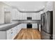 Modern kitchen with stainless steel appliances, granite counters, and white cabinetry at 1019 Null Rd, Lincolnton, NC 28092