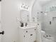 Stylish bathroom with a glass shower, white vanity, and modern fixtures at 1140 Iverleigh Trl, Charlotte, NC 28270