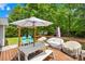 Spacious deck featuring outdoor seating and an umbrella; great for entertaining at 2490 Hawk Ridge Dr, Gastonia, NC 28056