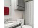 Bathroom featuring granite countertop, modern vanity and shower with curtain at 301 Rowan Gq St, Salisbury, NC 28146