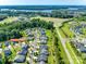 Beautiful aerial view of the neighborhood homes and landscaping with water in the distance at 3041 Winged Teal Ct, Belmont, NC 28012