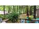 Back deck featuring outdoor seating, table, and lush greenery, creating a serene and inviting outdoor space at 353 Tall Oaks Trl, Fort Mill, SC 29715
