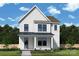 Charming two-story white home with a covered porch and beautifully landscaped front yard at 6124 Littleroot Way, Charlotte, NC 28278