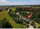 Aerial view of a residential neighborhood with trees and manicured landscapes; 751 Terrace Park highlighted at 751 Terrace Park, Rock Hill, SC 29730