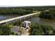 Aerial view of property near a river, showing modern architecture and bridge access at 751 Terrace Park, Rock Hill, SC 29730