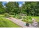 Backyard garden featuring mature plants and stone pathways at 169 Primrose Ln, Statesville, NC 28625